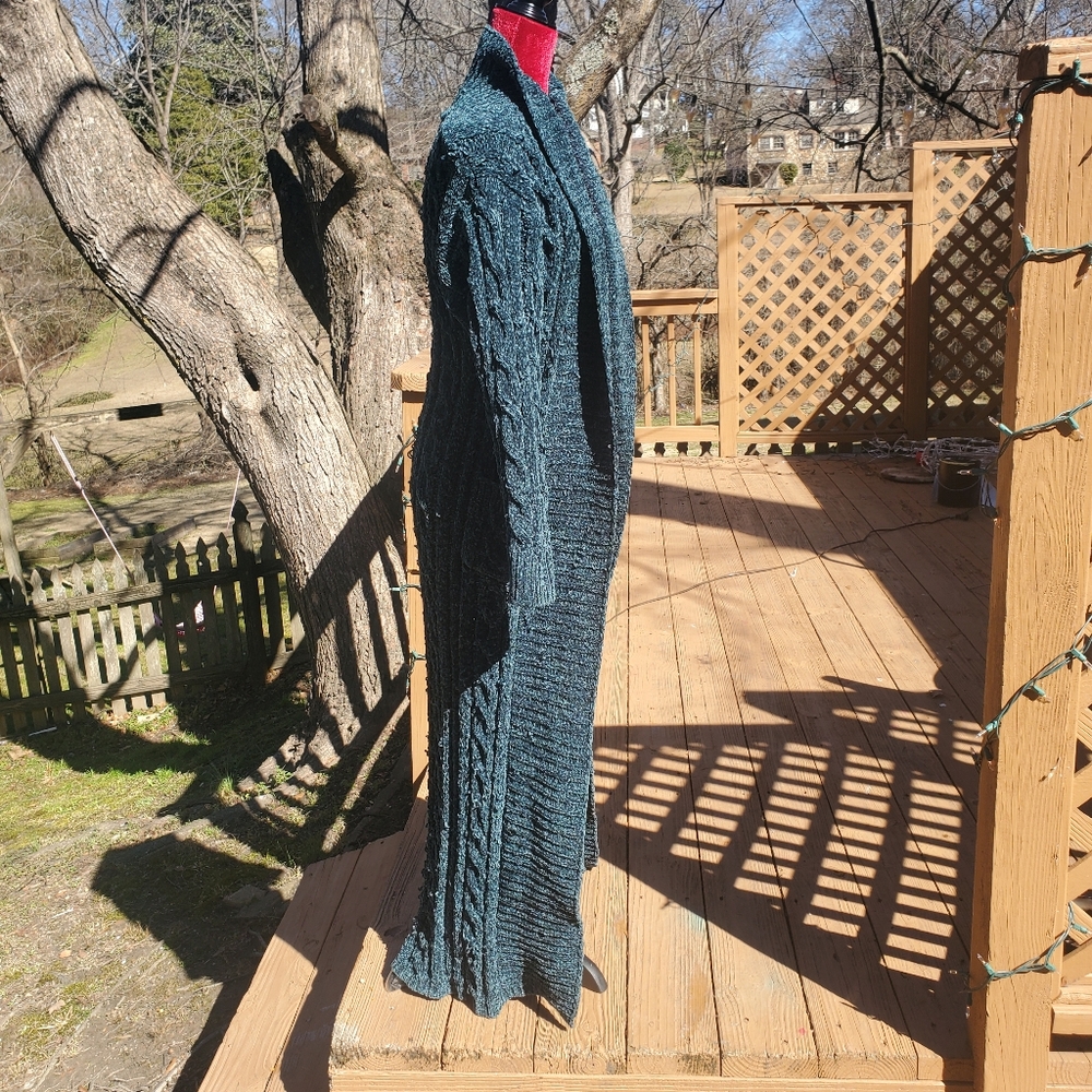 Fashion Nova Long Teal Cardigan - Picture 2 of 6